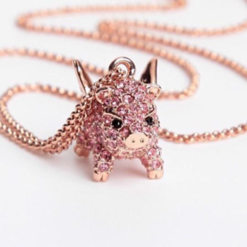 Kate Spade Pave Flying Piglet Necklace - Picture 2 of 4